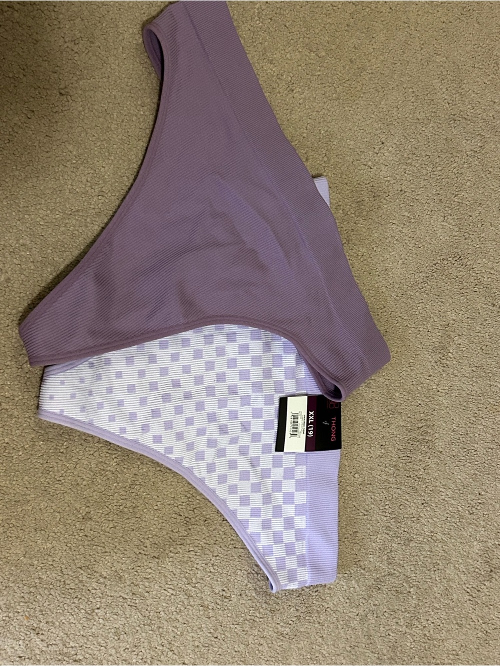No Boundaries Lavender Ribbed & Check Bikini Briefs - Purple